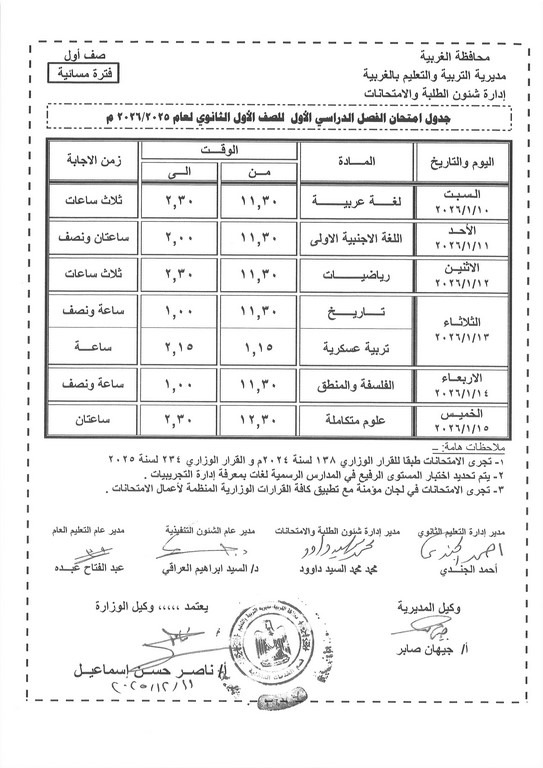 الصف الاول الثانوي 